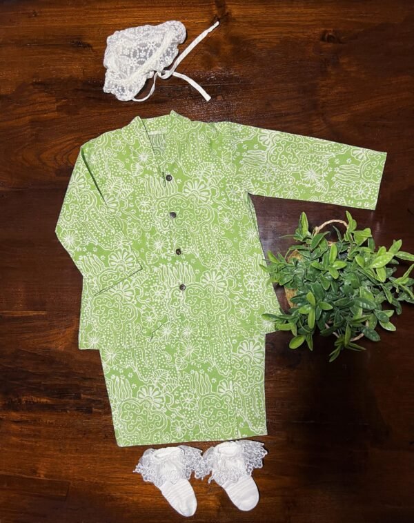 Kids Cotton Kebaya (Green) - Image 2