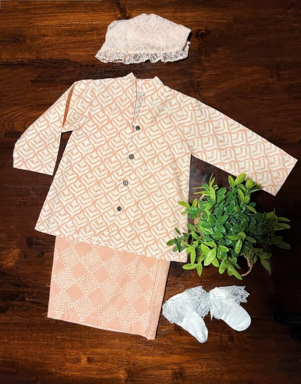 Kids Cotton Kebaya (Peach) - Image 7