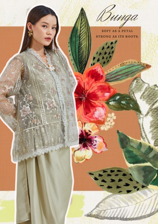 Bunga Green Kebaya (PREORDER) - Image 3